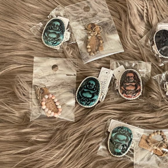 Buddha Adjustable Ring and Natural Stone Set - Picture 3 of 5